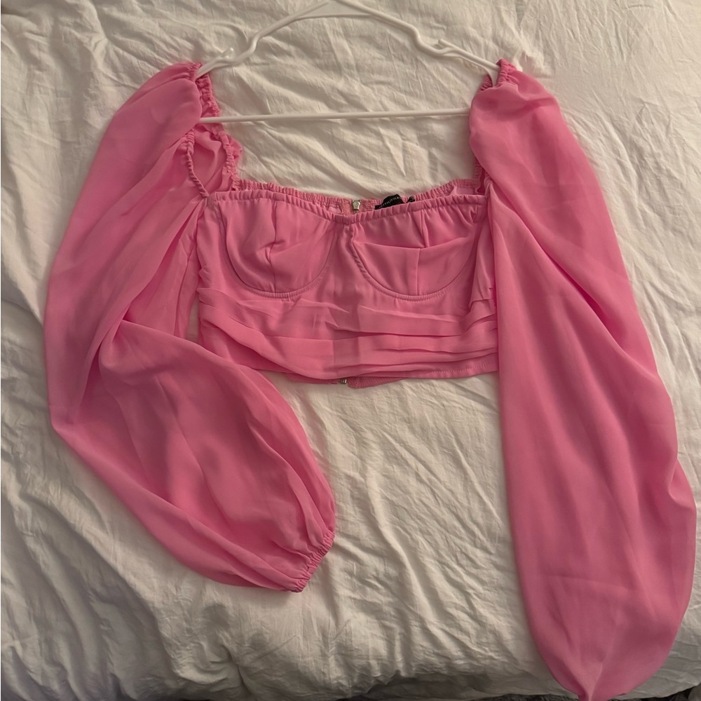 PrettyLittleThing Pink Sheersleeve Top